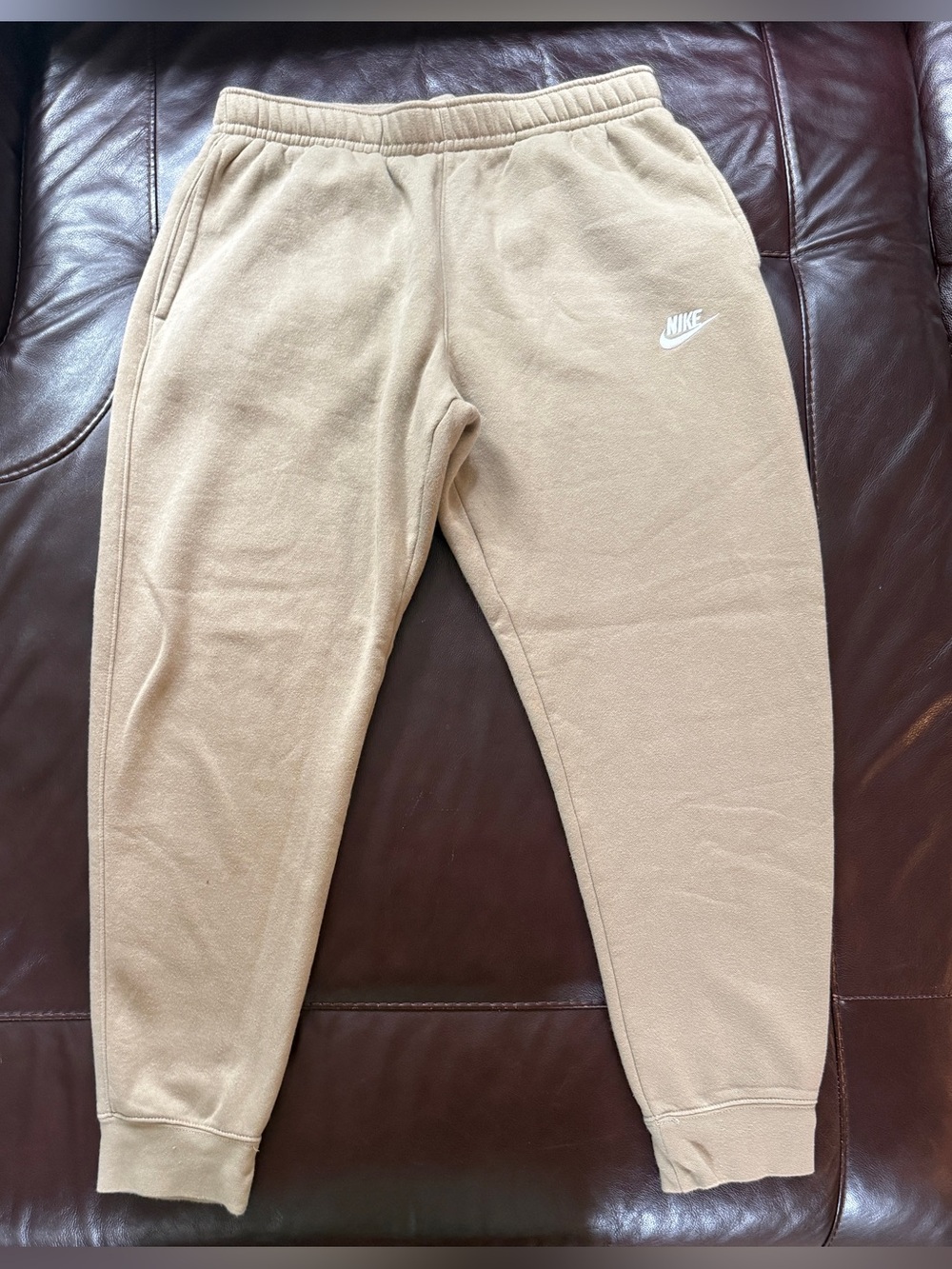 Nike Men’s Beige Fleece Jogger Sweatpants